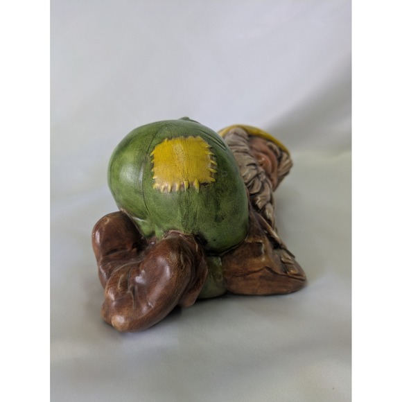 Vintage Ceramic Sleeping Gnome Figurine Hand Painted Garden Decor 9in - Picture 3 of 8